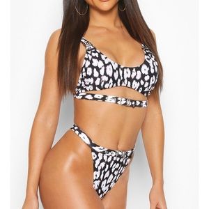 Leopard Eyelet Crop Bikini Set